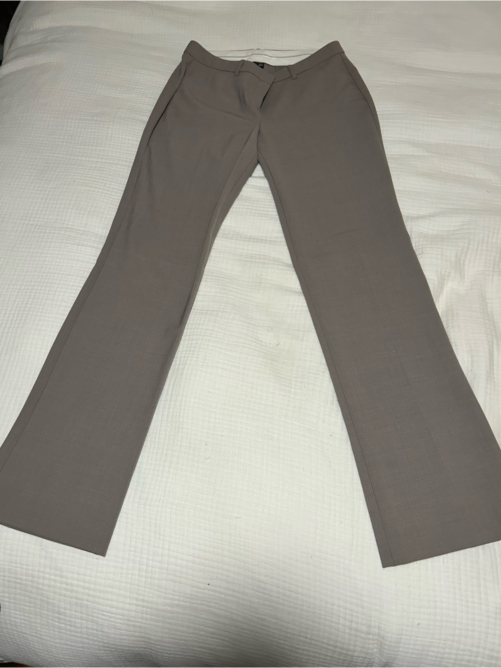 Theory Taupe Tailored Slight Flare Suit Pants